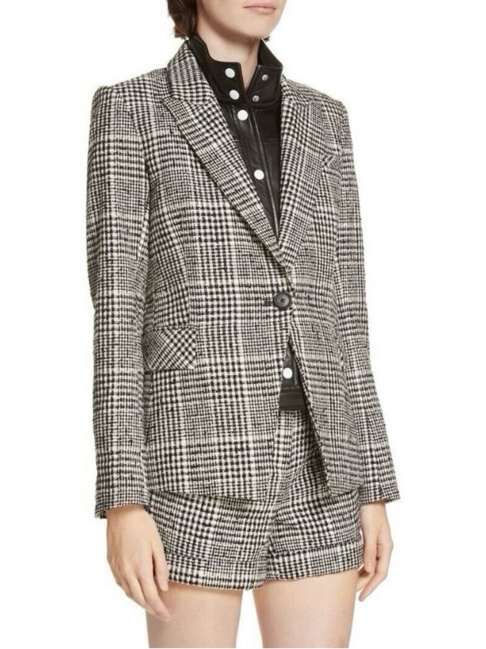 $695 Veronica Beard Rhett Plaid Tweed Single-breasted Dickey Jacket Blazer 6